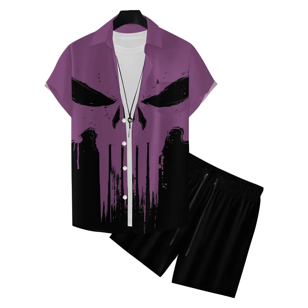 Men's Skeleton Print Two-Piece Suit 2404000167