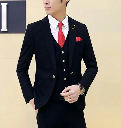 Men's Three-Piece Suit Up To Size XXL In 12 Colors!