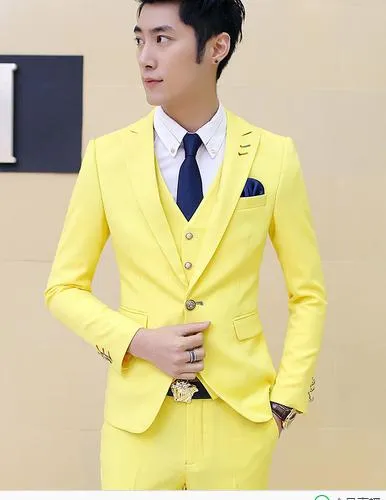 Men's Three-Piece Suit Up To Size XXL In 12 Colors!
