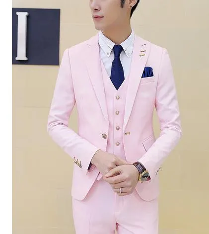 Men's Three-Piece Suit Up To Size XXL In 12 Colors!