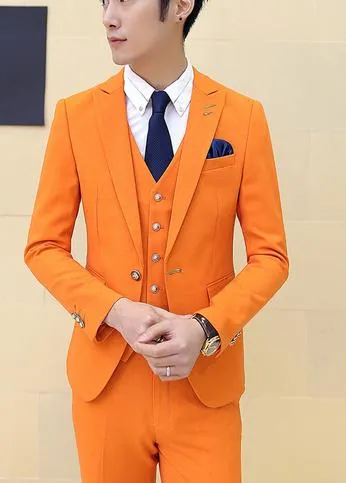 Men's Three-Piece Suit Up To Size XXL In 12 Colors!