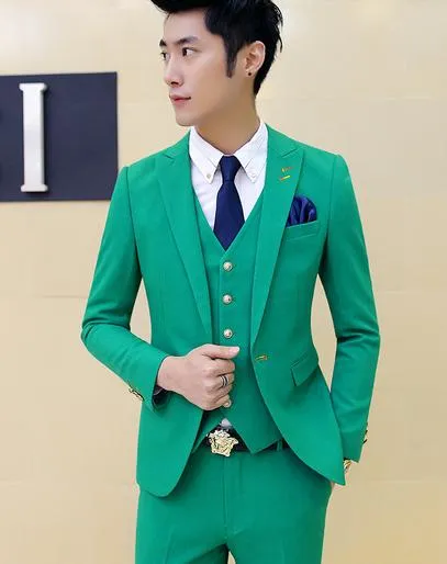 Men's Three-Piece Suit Up To Size XXL In 12 Colors!