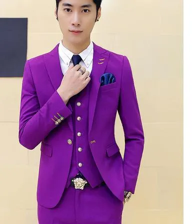 Men's Three-Piece Suit Up To Size XXL In 12 Colors!