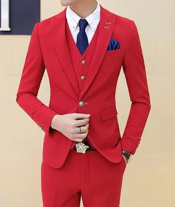 Men's Three-Piece Suit Up To Size XXL In 12 Colors!