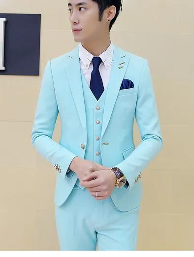 Men's Three-Piece Suit Up To Size XXL In 12 Colors!