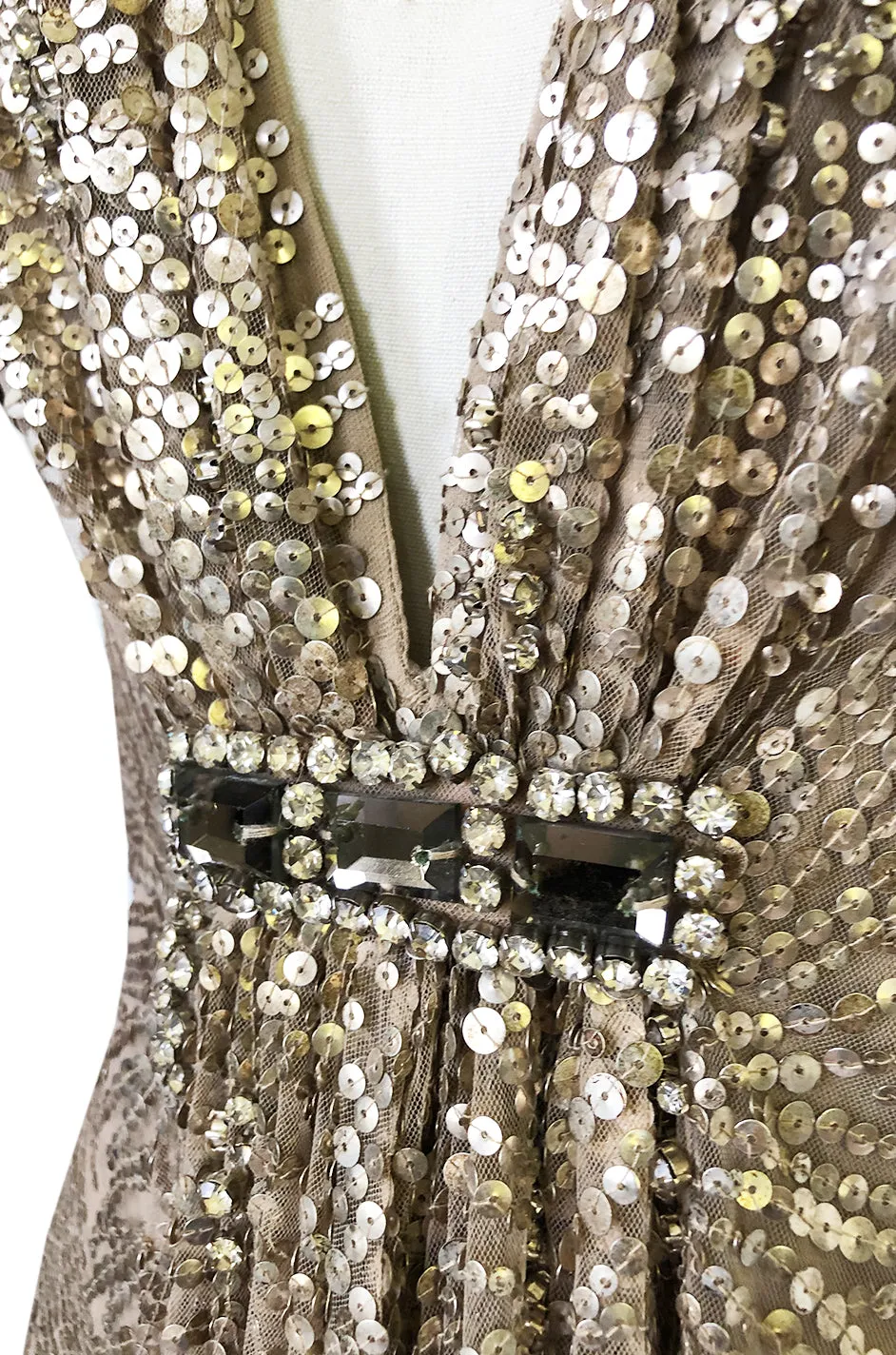 Mid- 2000s Naeem Khan Densely Sequin & Rhinestone Couture Top