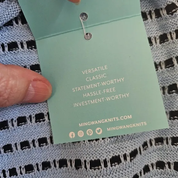 Ming Wang Stripe Knit Pull On Skirt NWT Size Large.  Light blue and black