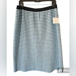 Ming Wang Stripe Knit Pull On Skirt NWT Size Large.  Light blue and black