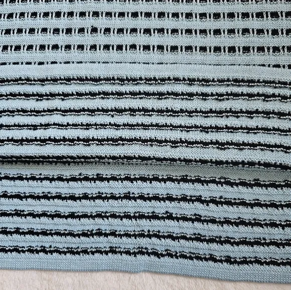 Ming Wang Stripe Knit Pull On Skirt NWT Size Large.  Light blue and black