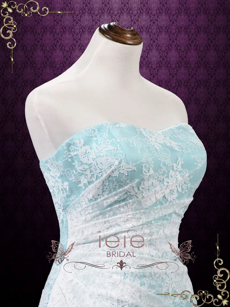 Mint Green Strapless Lace Wedding Dress BRENNA