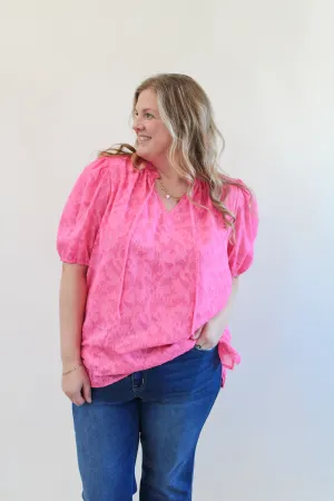 MISSY CURVY HOT PINK BLOUSE