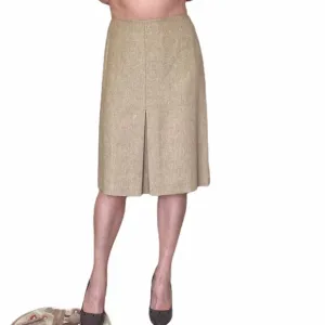 MK Maska beige angora wool box pleat suit skirt