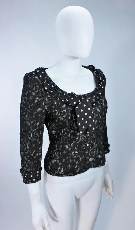 MOSCHINO Black and White Lace Jacket with Polka Dot Silk Size 8