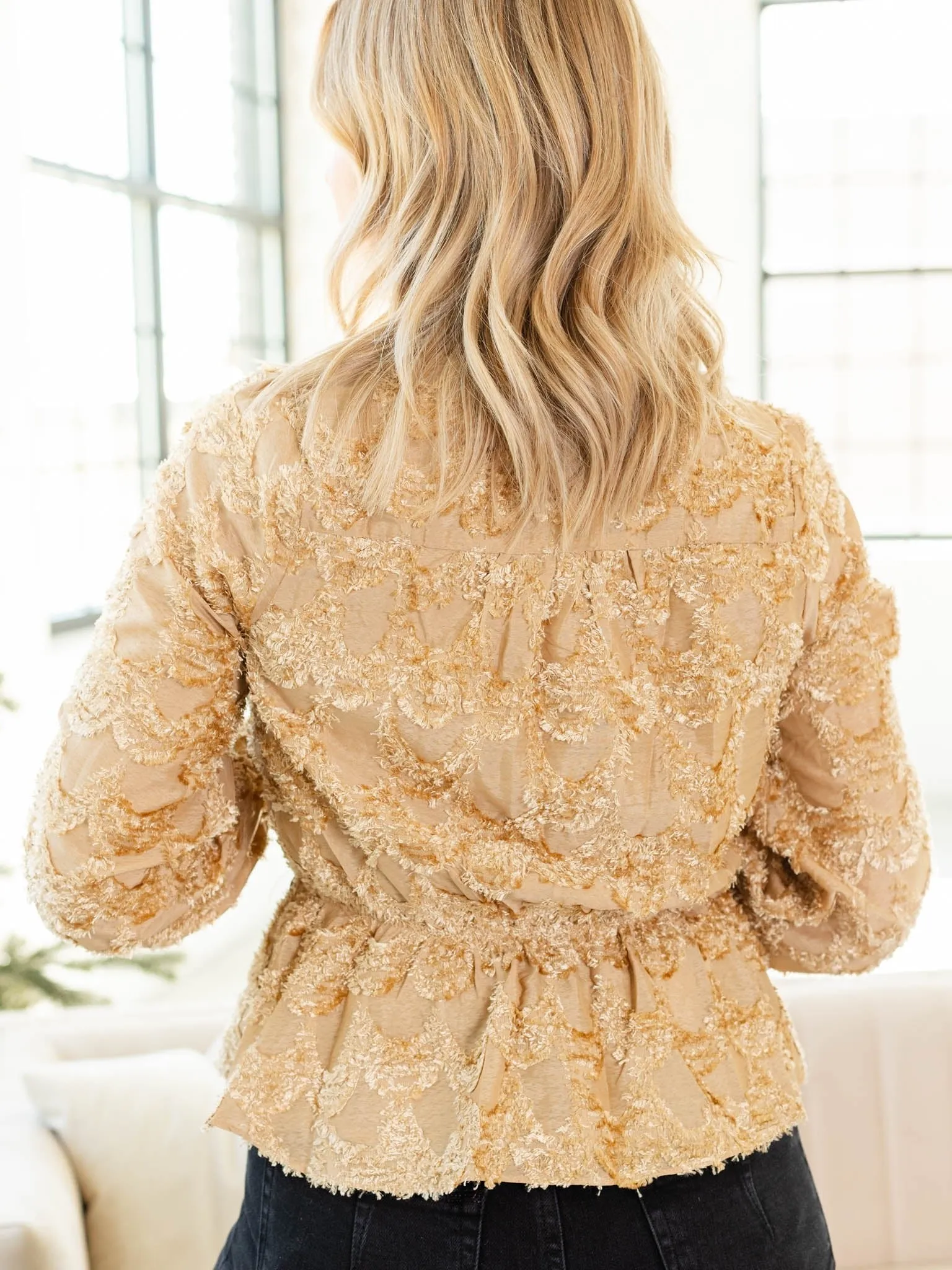 Mystree Surplice Neck Peplum Blouse