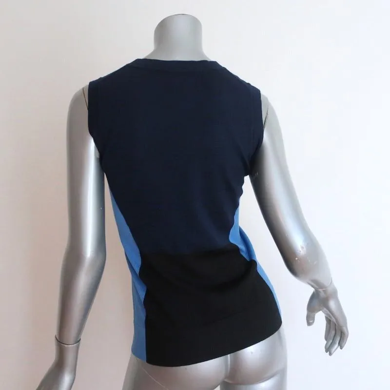 Narciso Rodriguez Colorblock Knit Sleeveless Top Blue/Black Wool-Silk Size 40