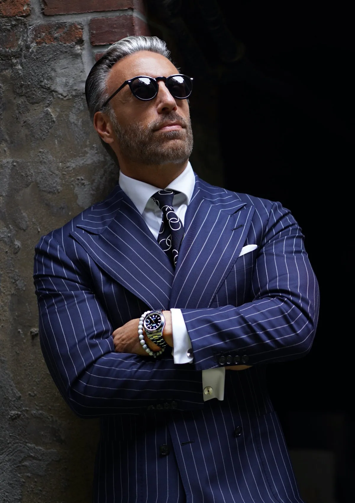 Navy Blue Pinstripe Suit