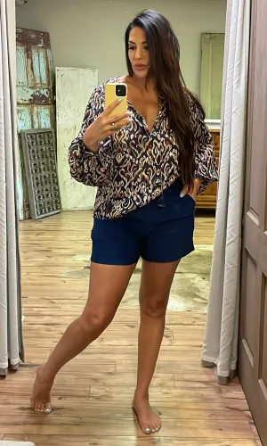 Navy Melly Printed Blouse