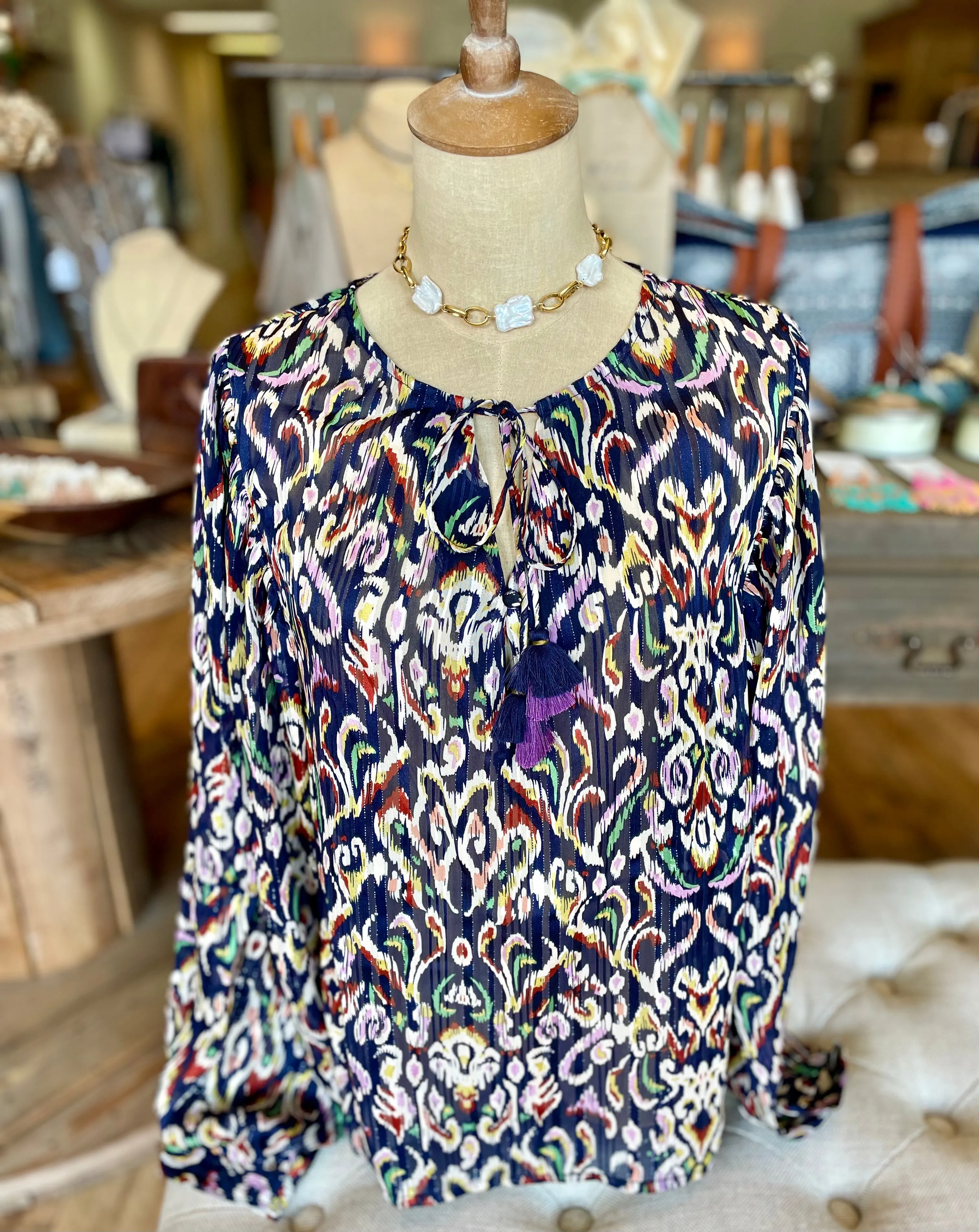 Navy Melly Printed Blouse