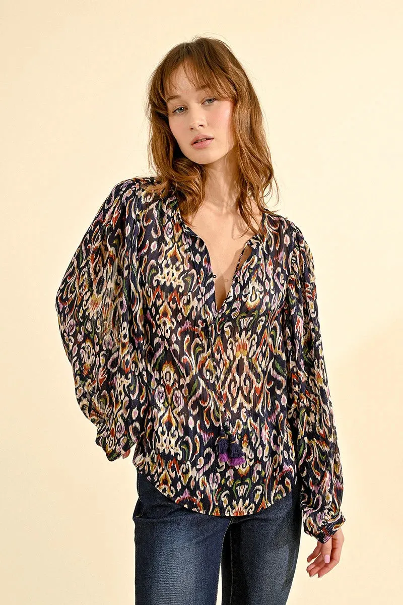 Navy Melly Printed Blouse