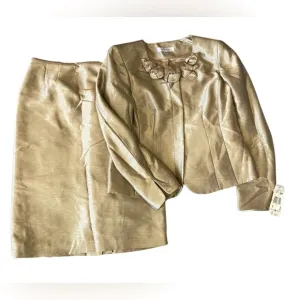 New Champagne Kasper 2 pc matching set formal women skirt suit set