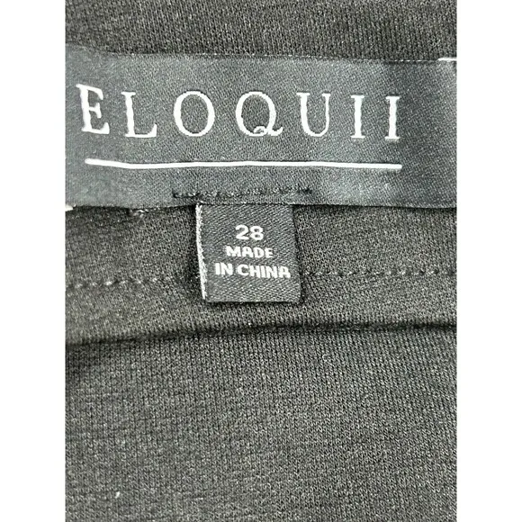 New Eloquii Women Sz 28 Straight Pencil Skirt Black Elastic Waist Back Zipper T2