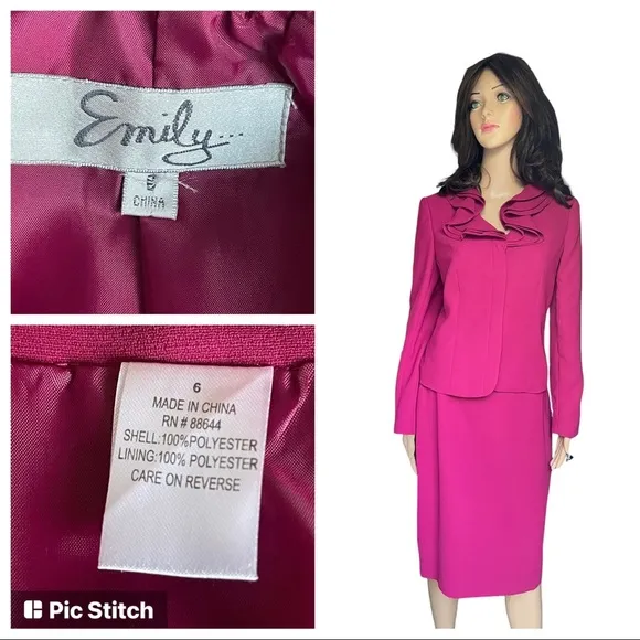 NEW Emily pink ruffle neck Victorian suit size 6