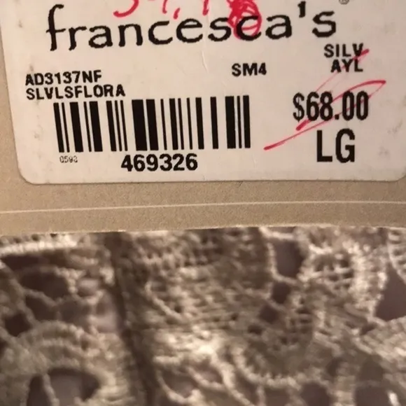 NEW! Francesca’s Silver Floral Lace Dress Size Large