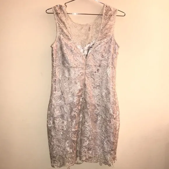 NEW! Francesca’s Silver Floral Lace Dress Size Large