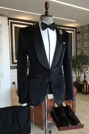 New in Bespoke Velvet Shawl Lapel Slim Fit Wedding Tuxedox
