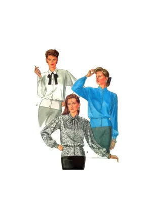 New Look 6019 Blouses with Collar/Neck Tie Variations and Fitted Peplum, Uncut, Factory Folded Sewing Pattern Multi Size 8-18