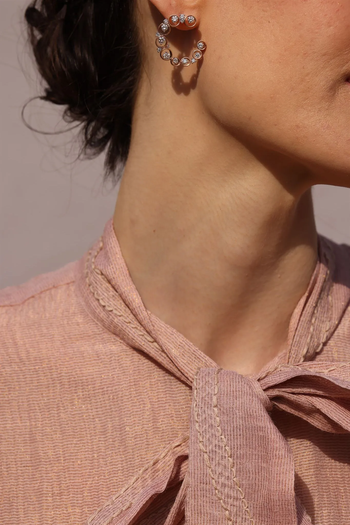 New Season Summer to Fall 2024--Blouse Embroidered Bow Tie Silk Baby Pink-CR/S/042-Suzanne-Fashion Edit Hemji
