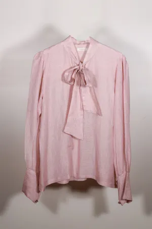 New Season Summer to Fall 2024--Blouse Embroidered Bow Tie Silk Baby Pink-CR/S/042-Suzanne-Fashion Edit Hemji
