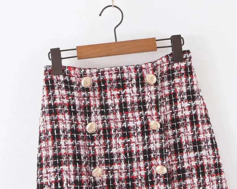 New Temperament Casual Plaid Suit (professional Suit Coat   Skirt)