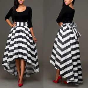 New women's one-piece collar two-piece suit skirt long-sleeved shirt   striped skirt