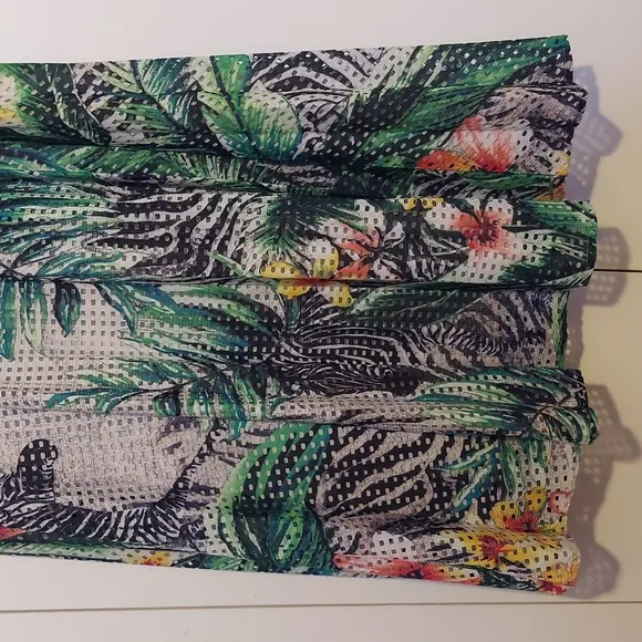 New York &amp; Company Tropical Floral Zebra Print Skirt Eyelet Overlay Size Medium