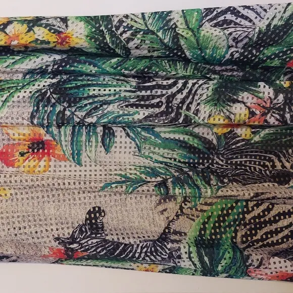 New York &amp; Company Tropical Floral Zebra Print Skirt Eyelet Overlay Size Medium