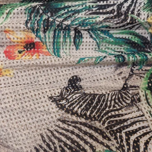 New York &amp; Company Tropical Floral Zebra Print Skirt Eyelet Overlay Size Medium