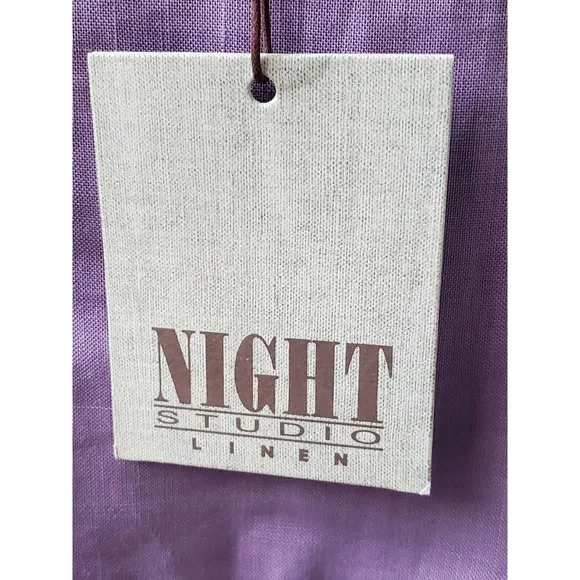 Night Studio Women's Purple Linen Round Neck Top &amp; Long Skirt 2 Piece Suit 10