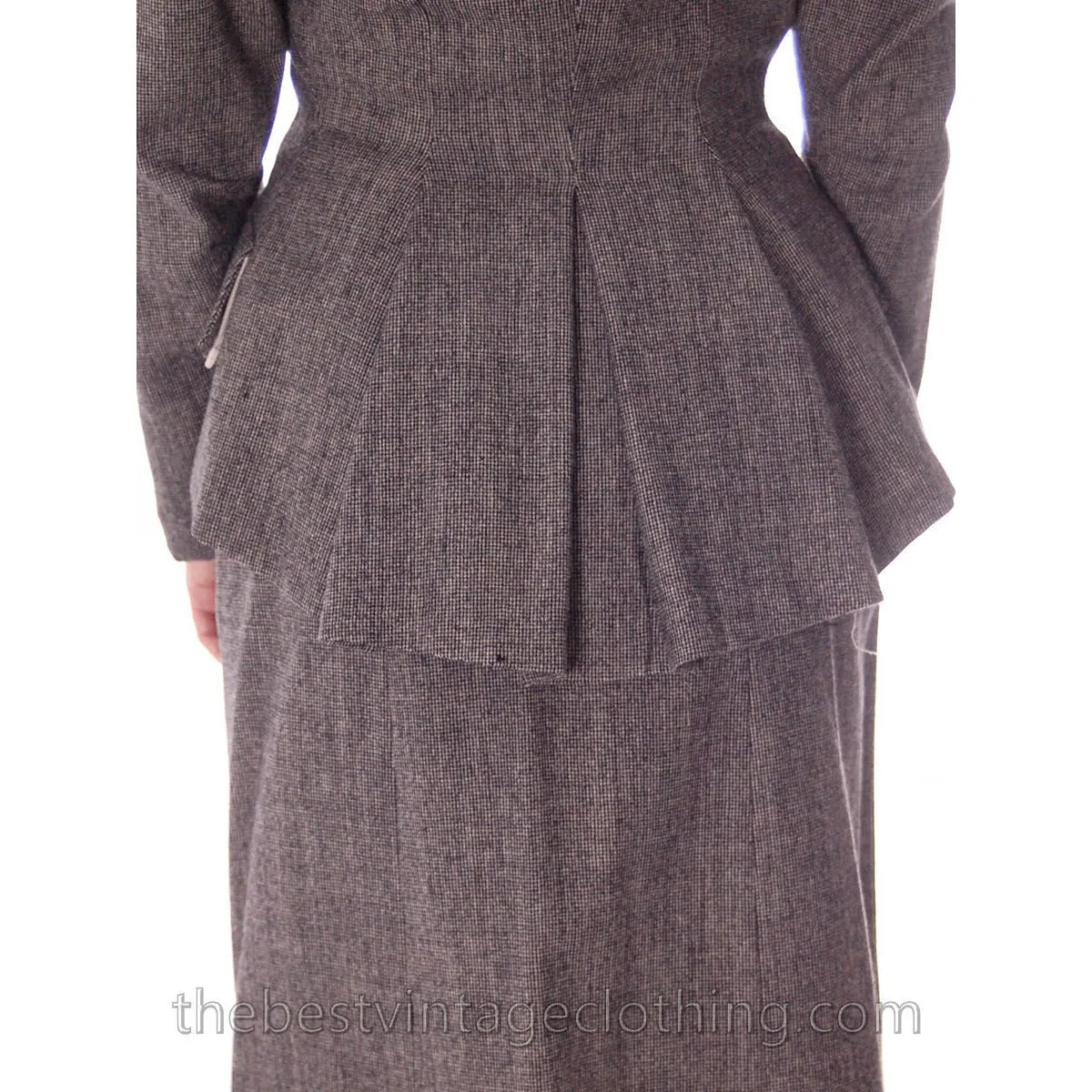 NOS Vintage Suit 1940s Womens Black & White Tweed 32-24-35 Hot Style