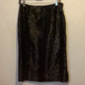 NWOT Harold’s Forest Green Leopard Faux Fur Skirt Size 10
