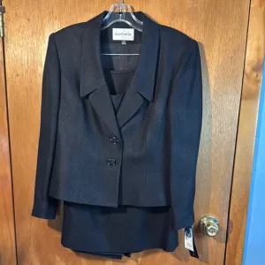 NWT Albert Nipon Black Tailored 3 piece skirt suit Sz 10
