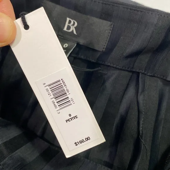 NWT Banana Republic Satin Stripe Skirt in Black Size 0 Petite