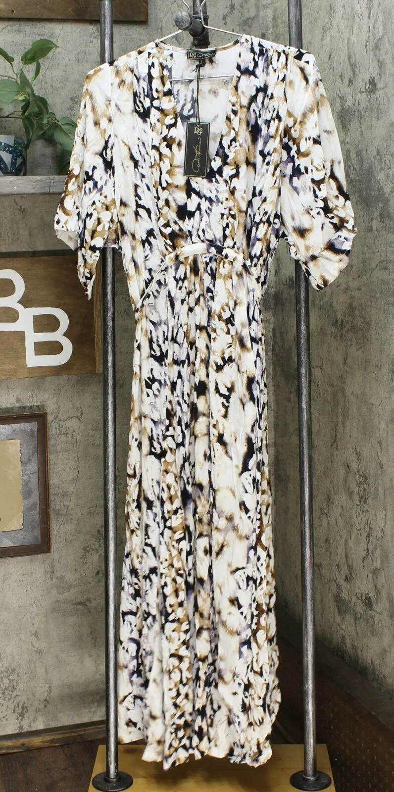 NWT DG2 By Diane Gilman Womens Printed Tie-Waist Maxi Dress. 680418 Large