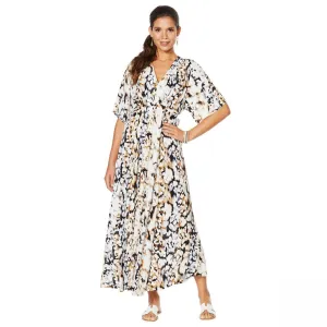 NWT DG2 By Diane Gilman Womens Printed Tie-Waist Maxi Dress. 680418 Large