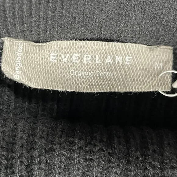 NWT Everlane The Organic Cotton Sweater Midi Skirt Womens M Black