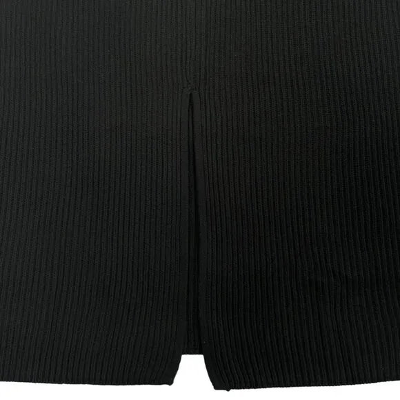 NWT Everlane The Organic Cotton Sweater Midi Skirt Womens M Black