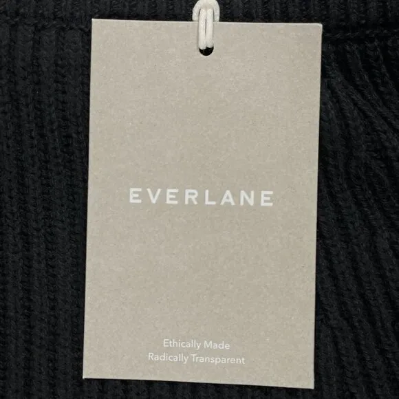 NWT Everlane The Organic Cotton Sweater Midi Skirt Womens M Black