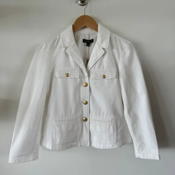 NWT J. Crew Denim blazer-jacket in white SZ 00