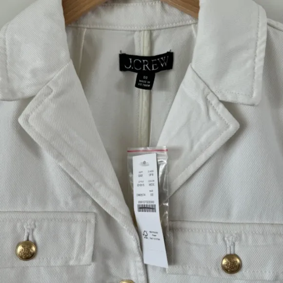 NWT J. Crew Denim blazer-jacket in white SZ 00