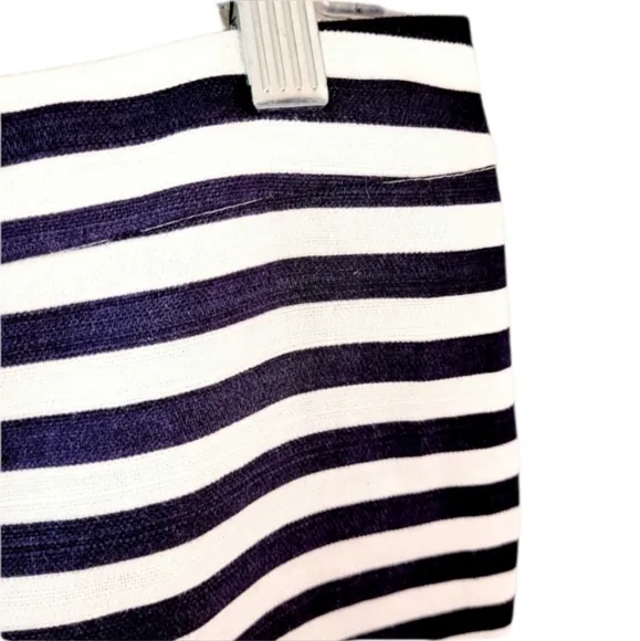 NWT J.CREW Navy Linen Striped No 2 Pencil Skirt 6
